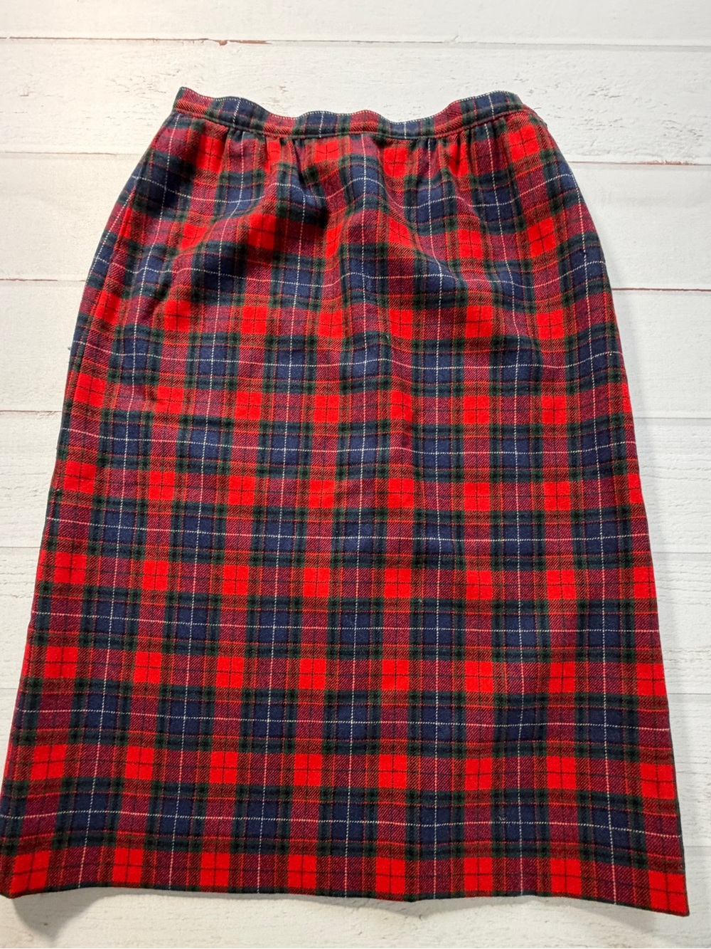 Vintage Pendleton Manson Tartan Wool Plaid Midi Skirt Made in USA Red Blue